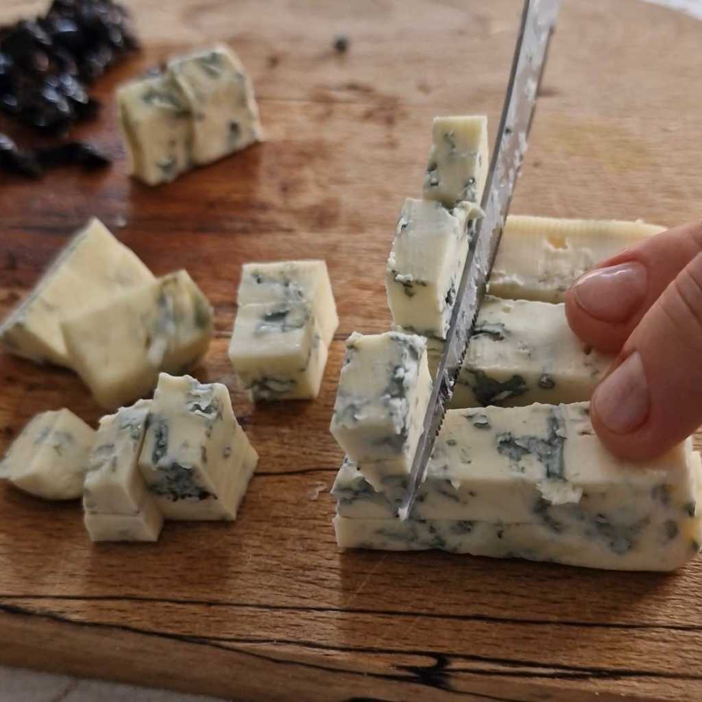 cutting blue cheese