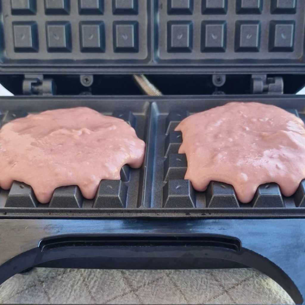 pink raspberry waffles