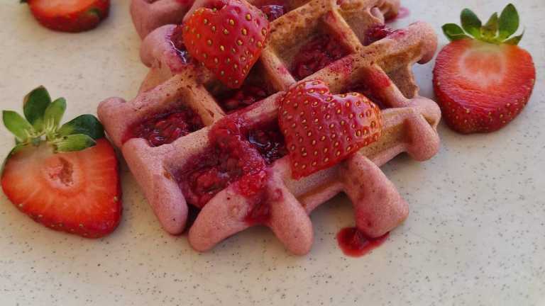 pink raspberry waffle gluten-free