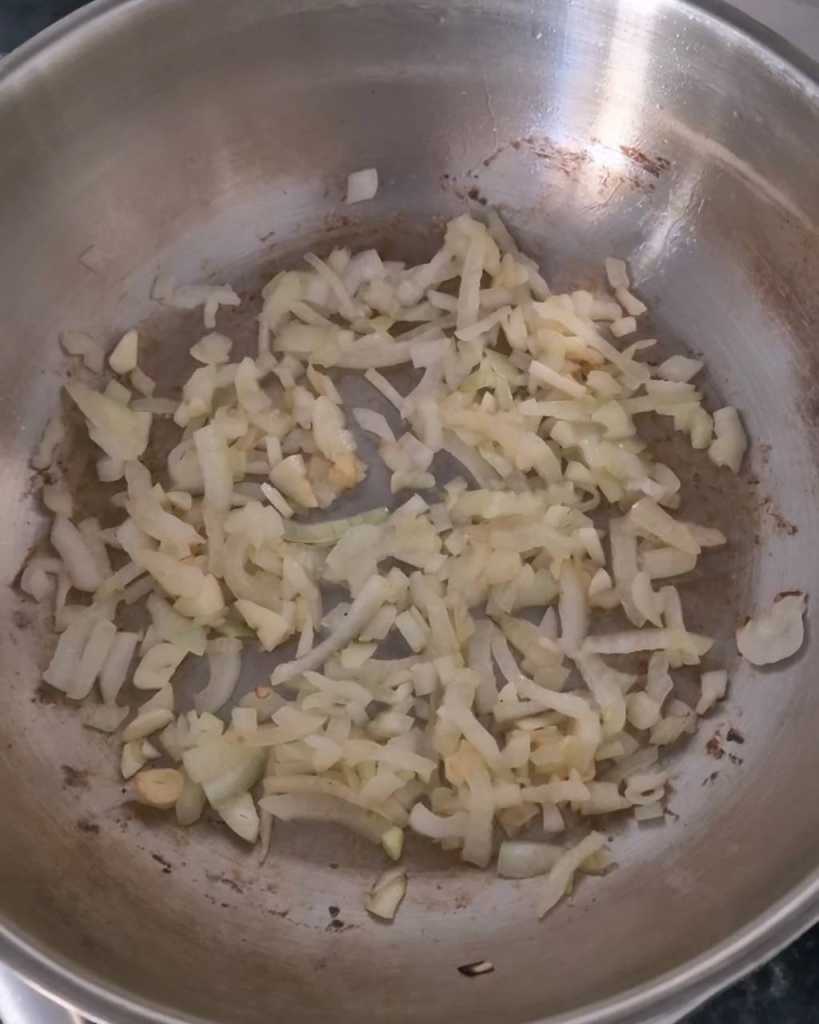 onion and garlic frying