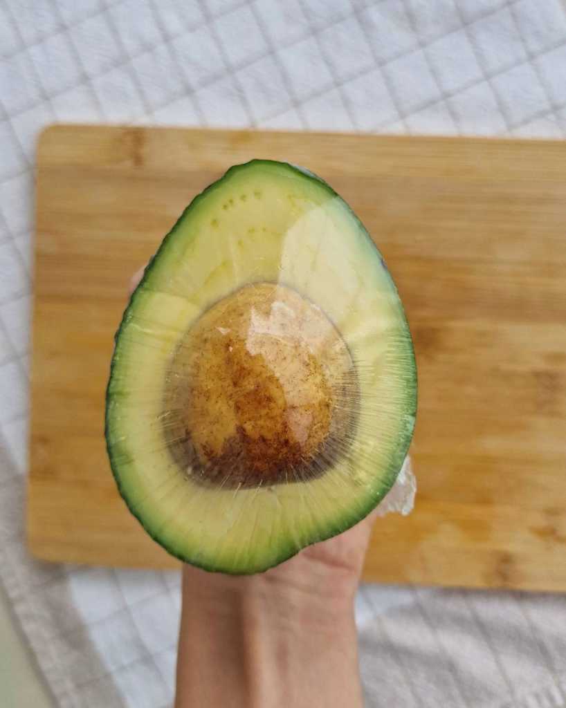 avocado in cling film