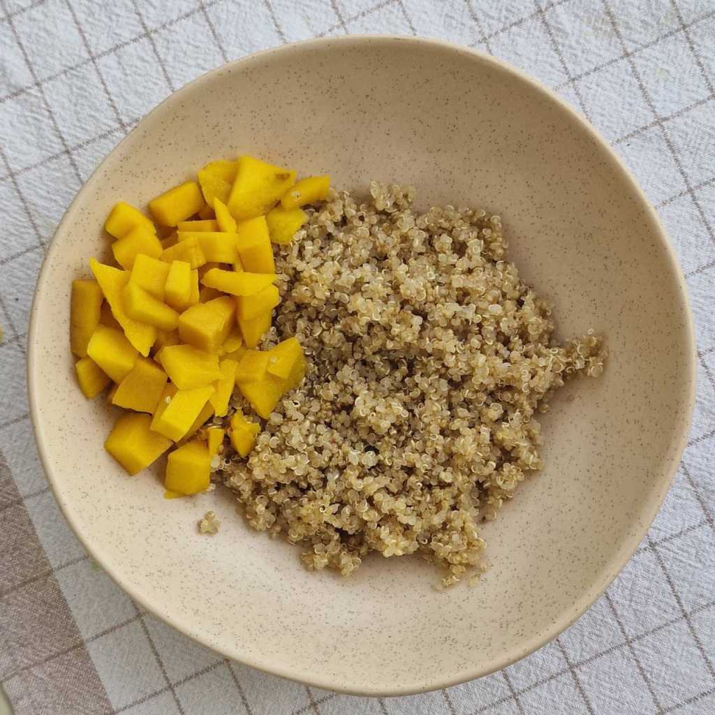 Salmon Quinoa Bowl with Avocado and Mango