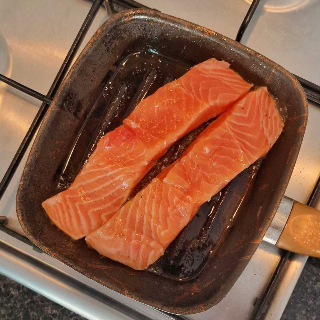 salmon filet on grill