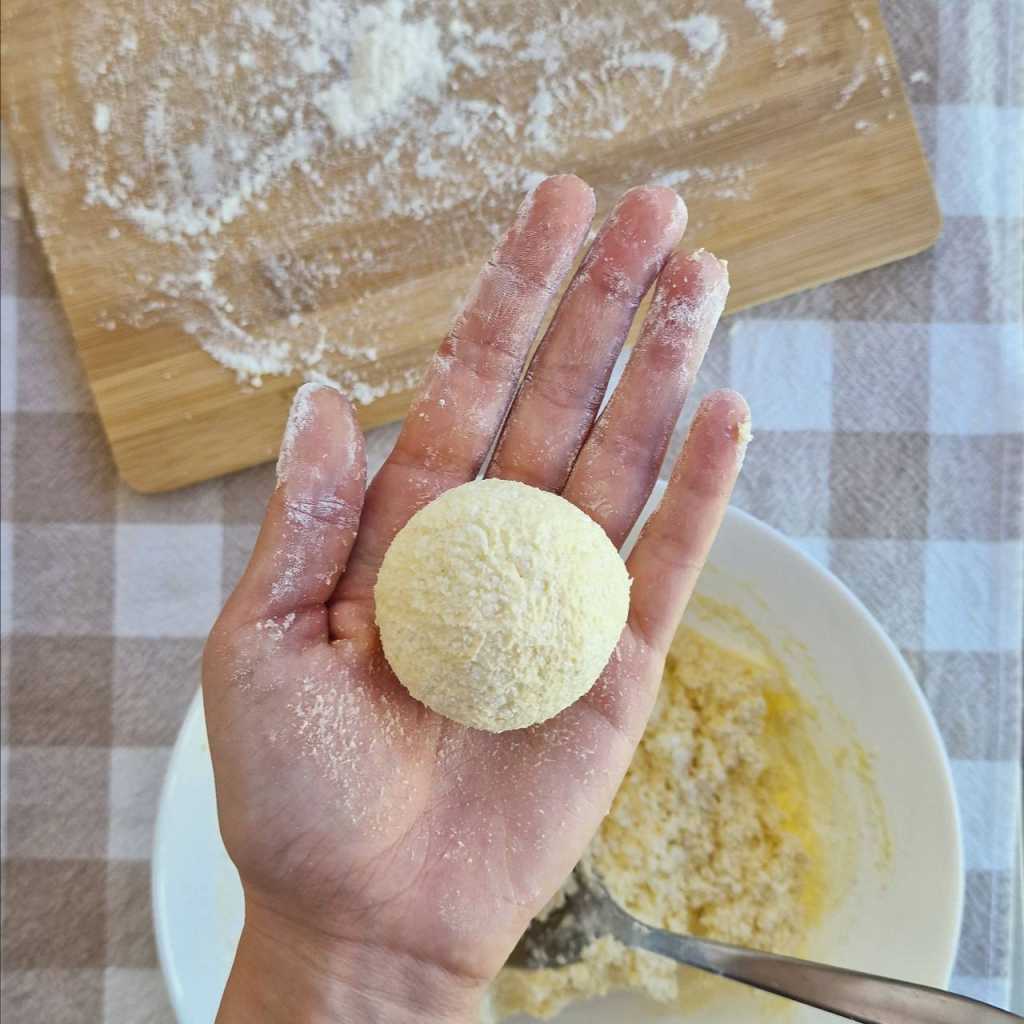 forming cottage cheese pancakes