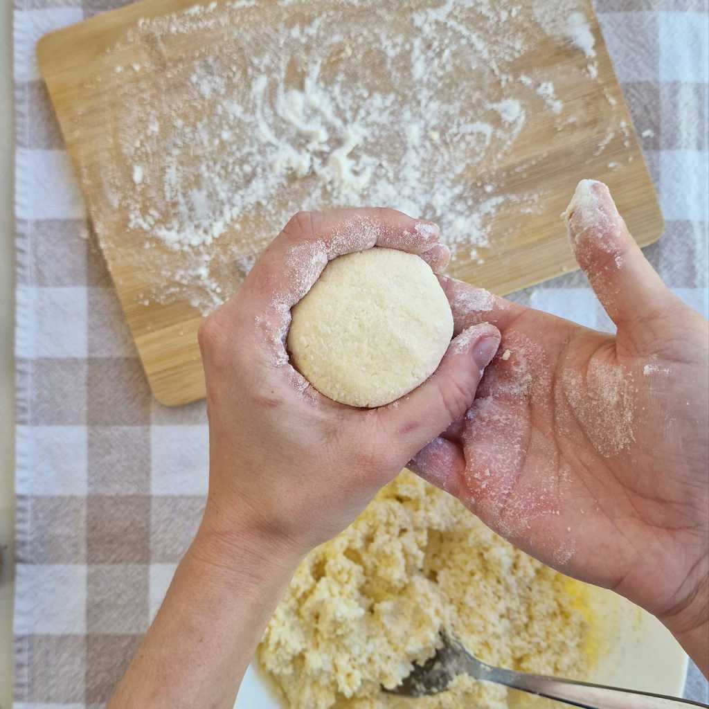 forming cottage cheese pancakes