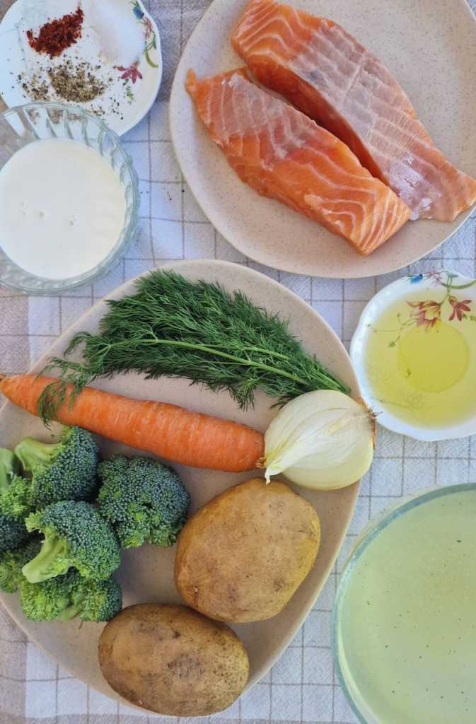 Finnish Creamy Salmon Soup - Lohikeitto ingredients