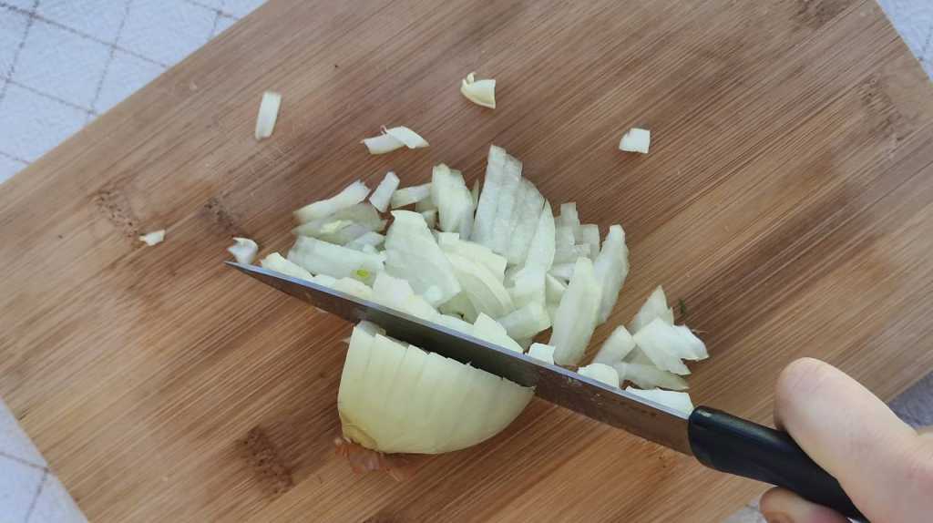 chopping yellow onion