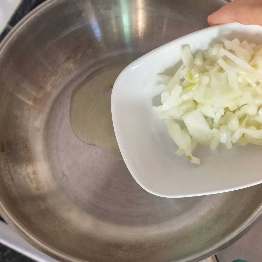 chopped onion frying