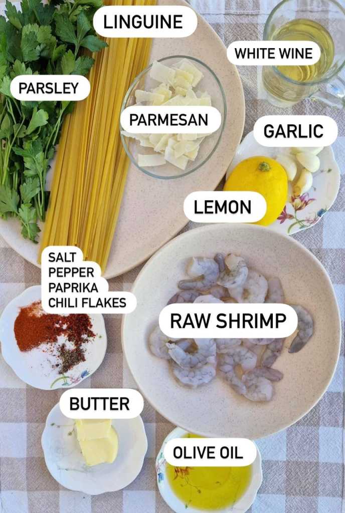 Lemon Garlic Shrimp Pasta ingredients