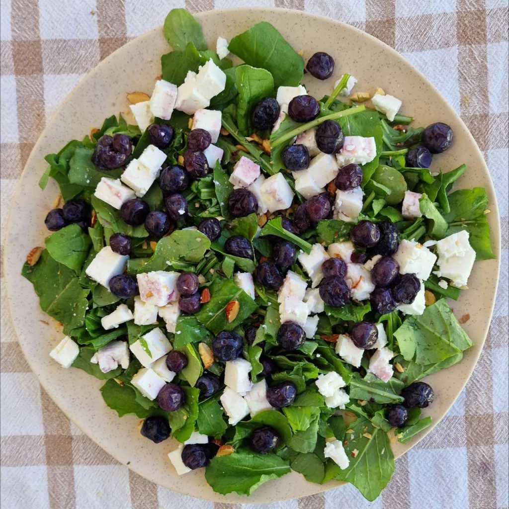 Blueberry Feta Arugula Almonds Salad recipe