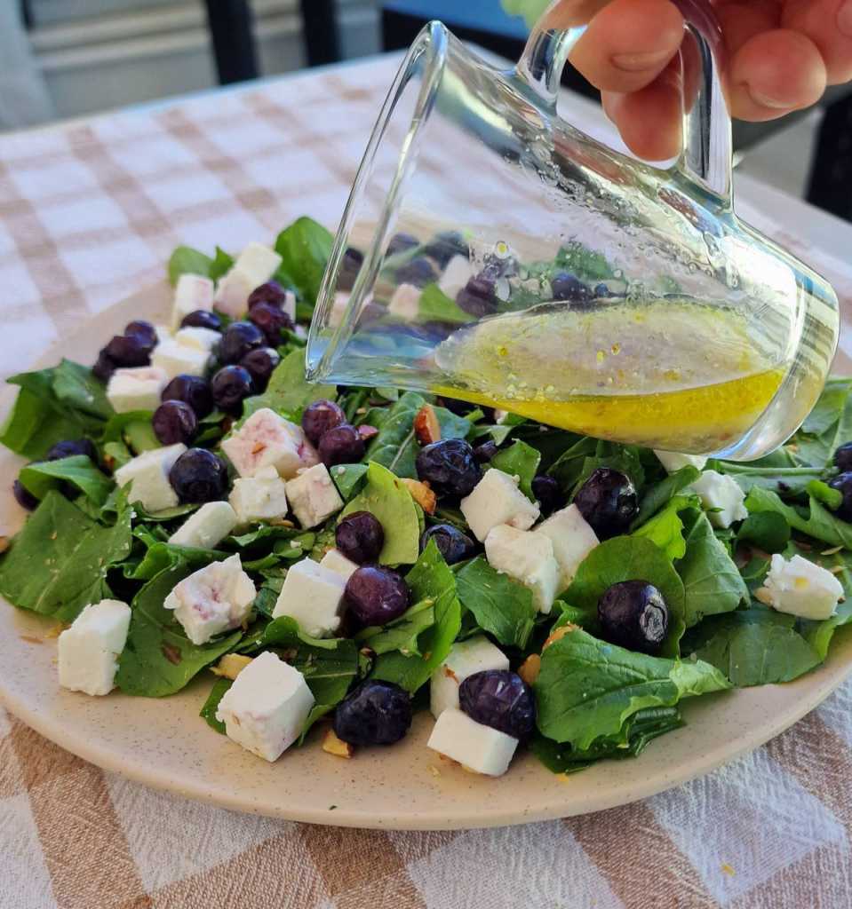 Blueberry Feta Arugula Almonds Salad recipe