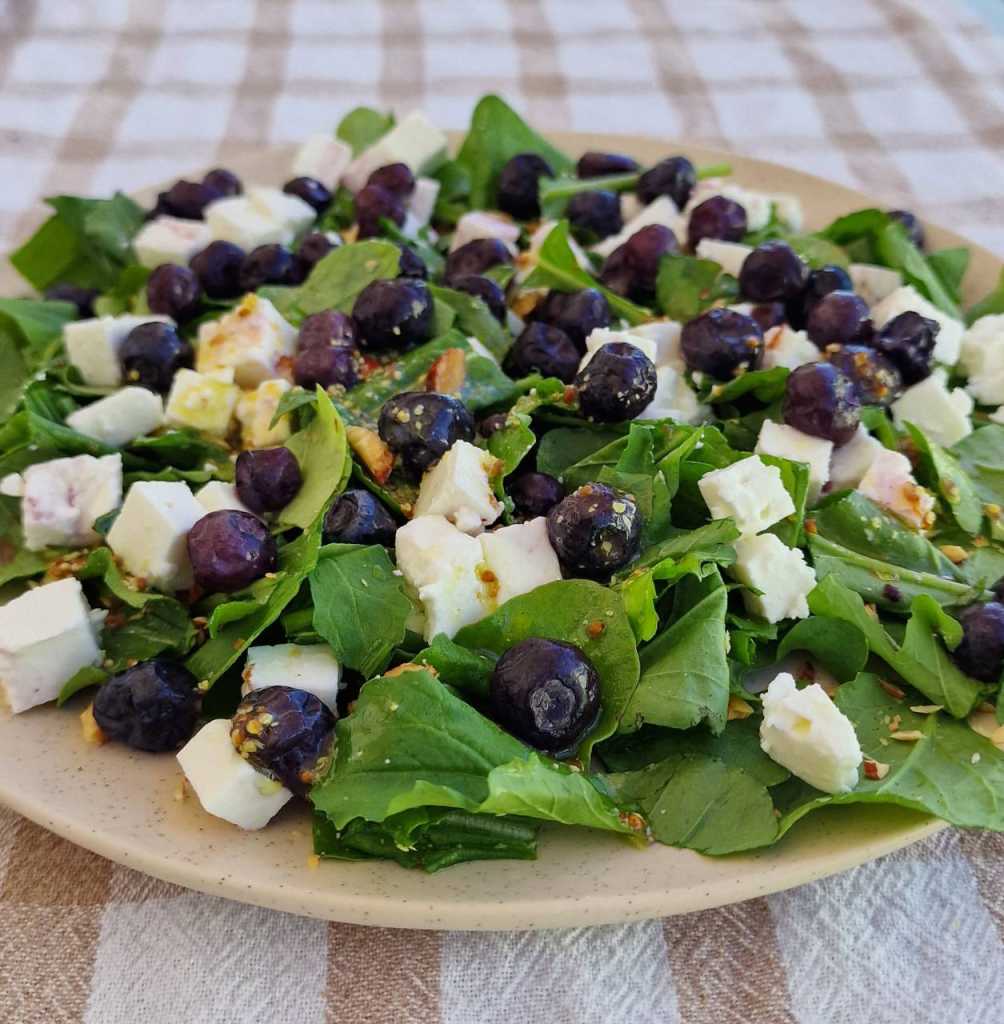 Blueberry Feta Arugula Almonds Salad recipe