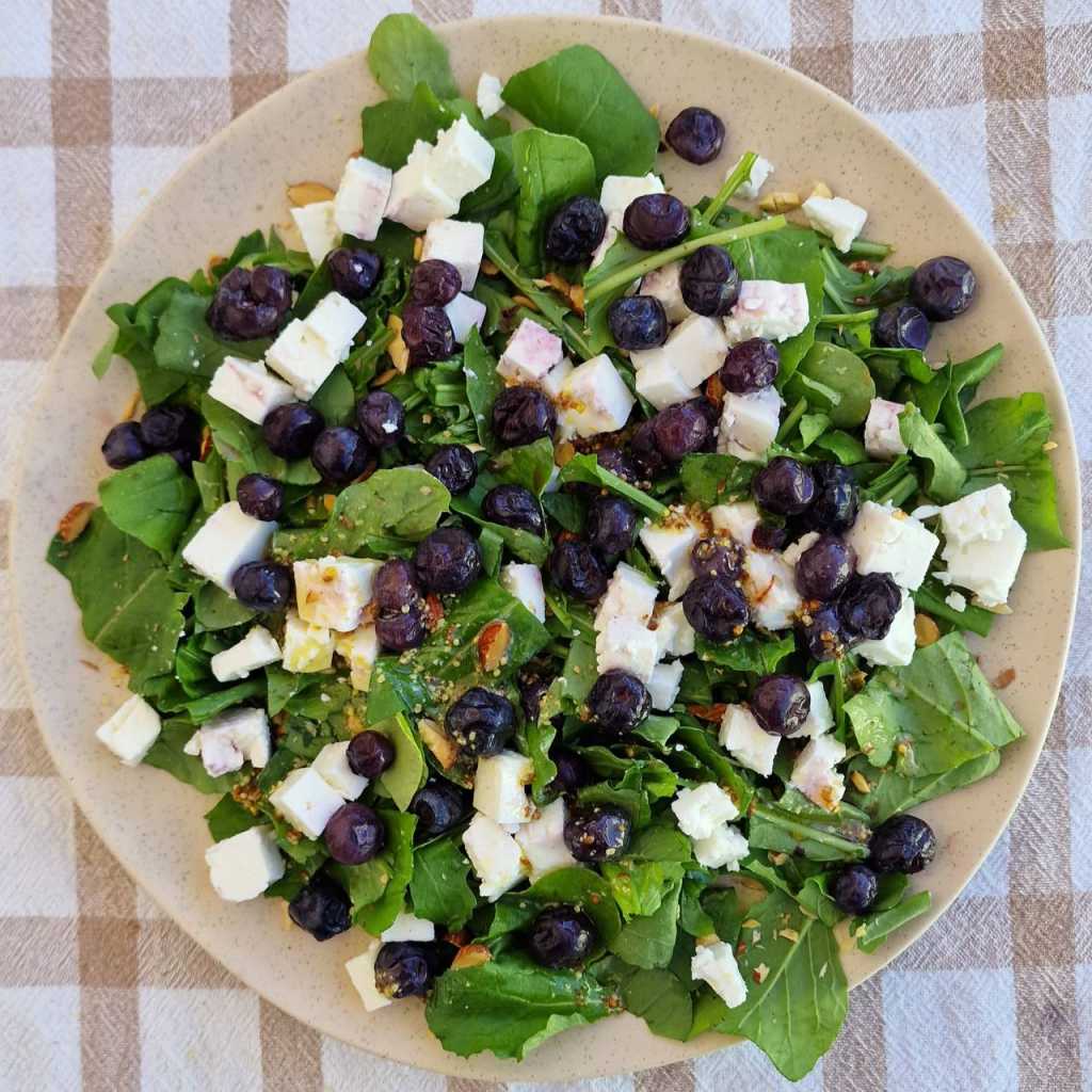 Blueberry Feta Arugula Almonds Salad recipe