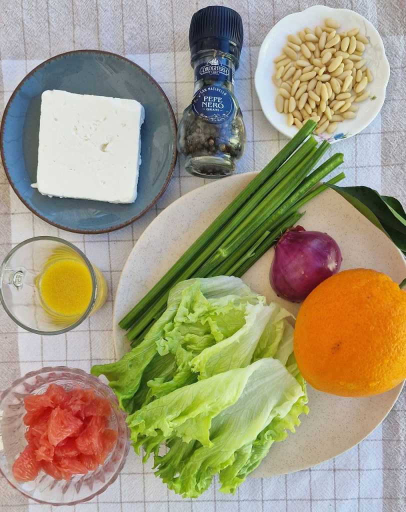 Citrus Salad recipe with orange grapefruit celery pine nuts ingredients