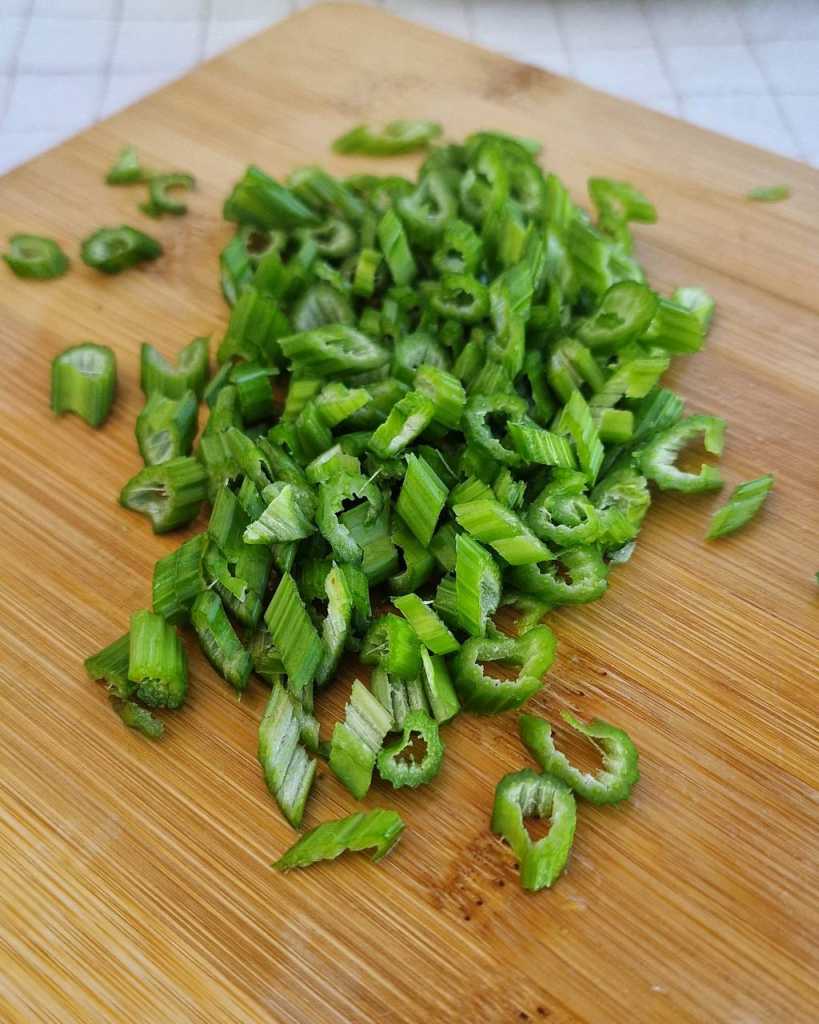 cut celery stalks for Citrus Salad recipe