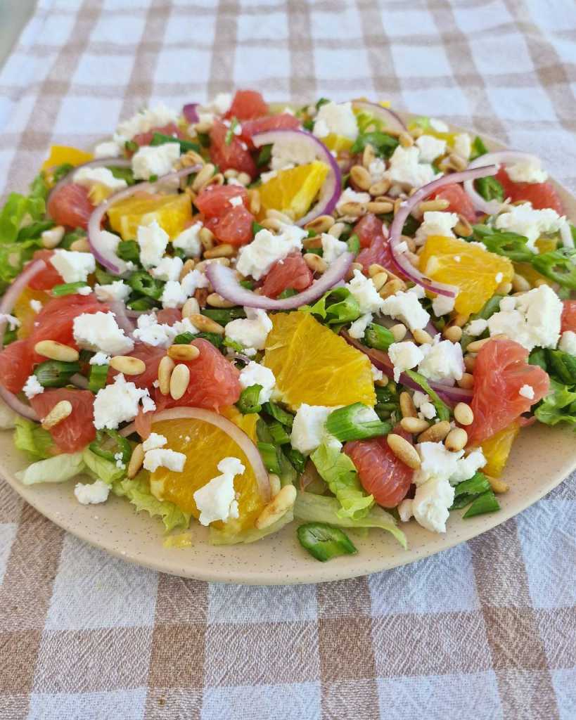 Citrus Salad recipe with orange grapefruit celery pine nuts feta cheese