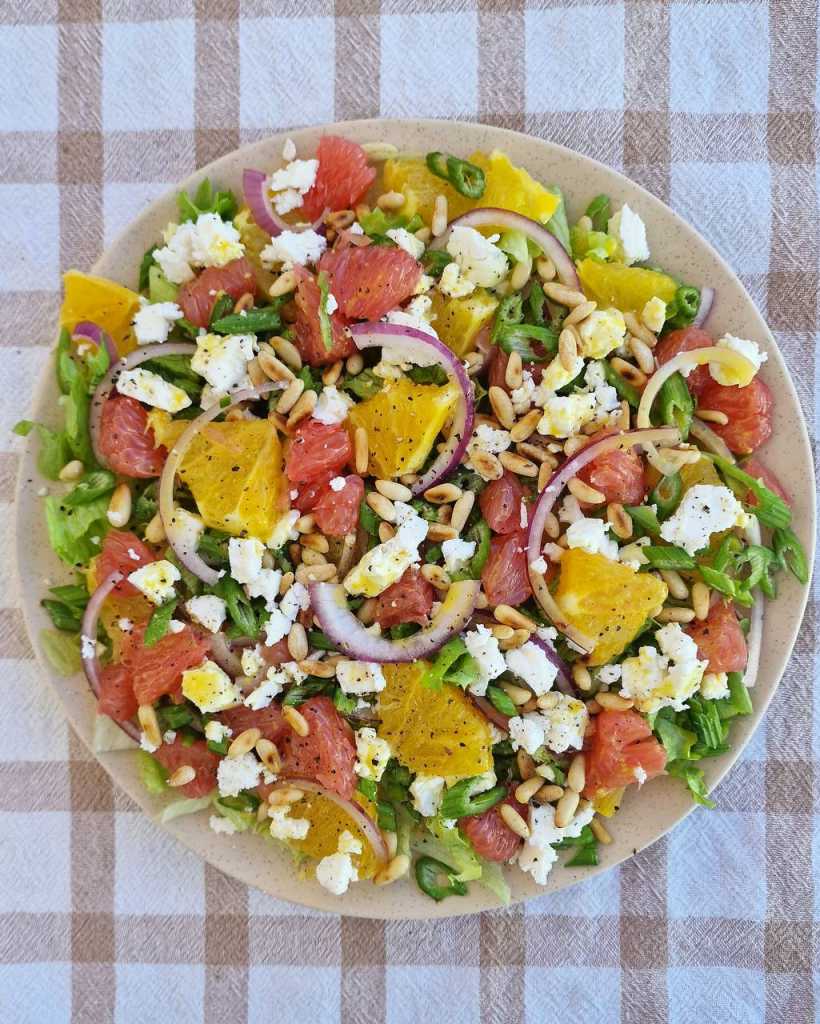 Citrus Salad recipe with orange grapefruit celery pine nuts