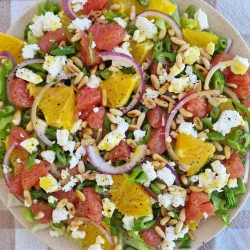 Citrus Salad recipe with orange grapefruit celery pine nuts