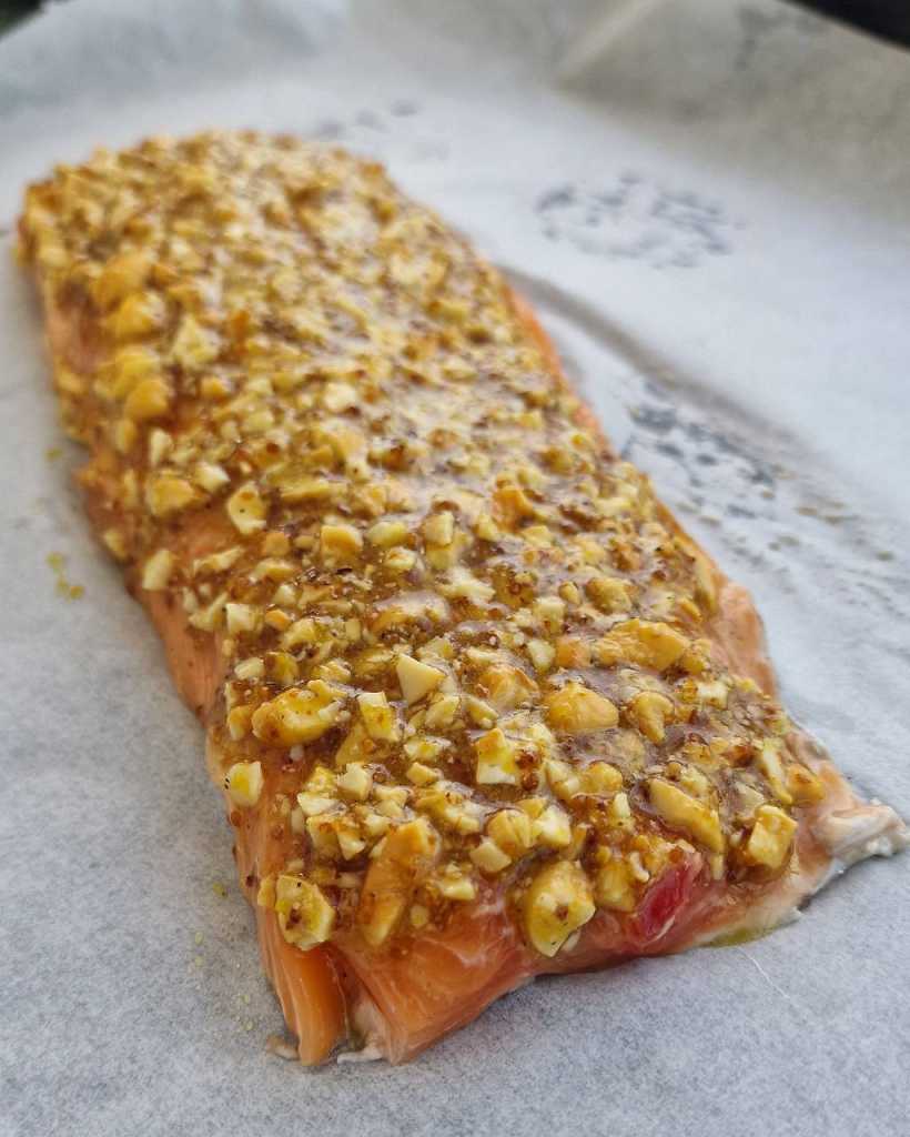 Cashew Crusted Honey Mustard Salmon recipe