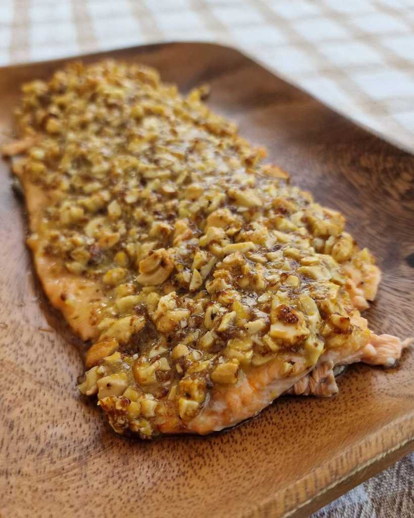 Cashew Crusted Honey Mustard Salmon recipe 