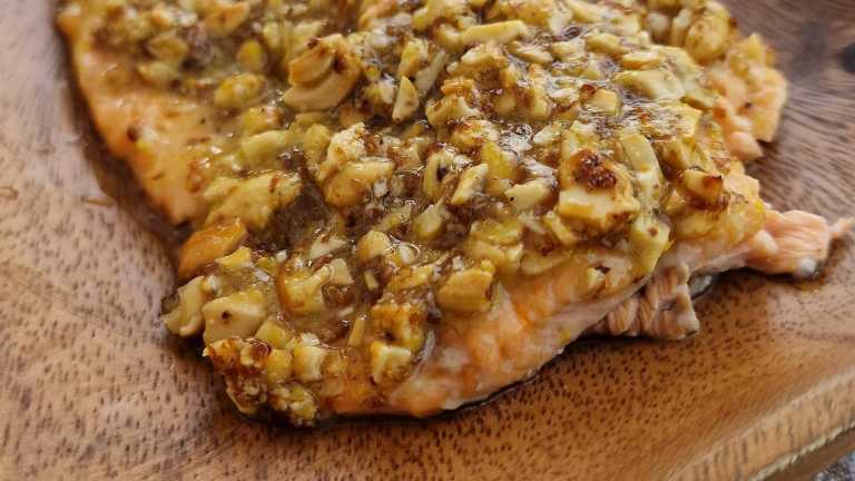 Cashew Crusted Honey Mustard Salmon recipe