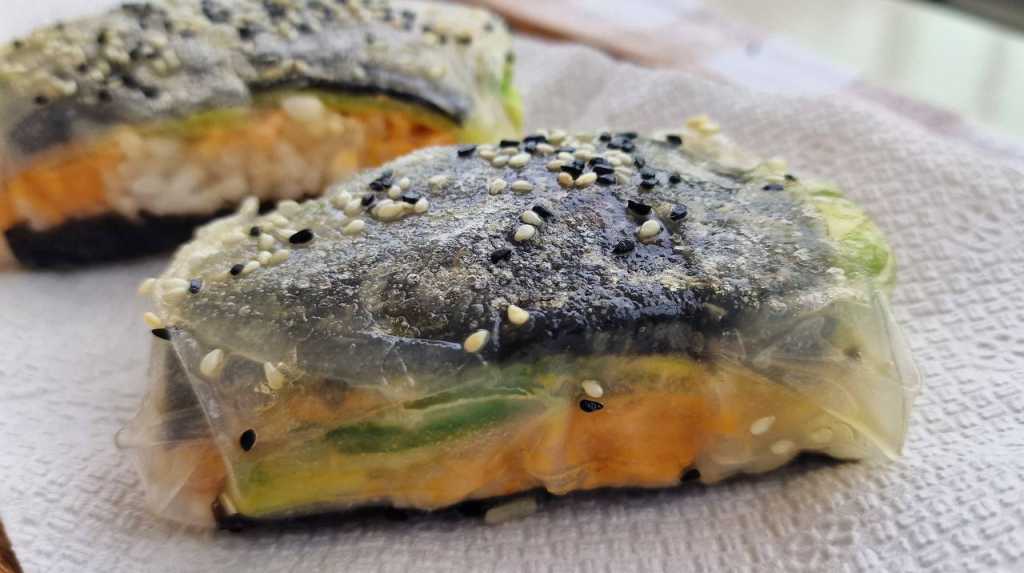 Crispy Rice Paper Sushi Rolls with Salmon, Nori and avocado recipe