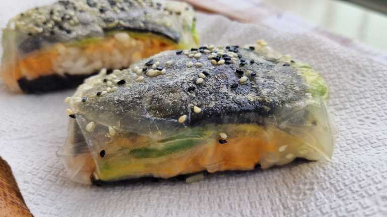 Crispy Rice Paper Sushi Rolls with Salmon, Nori and avocado recipe