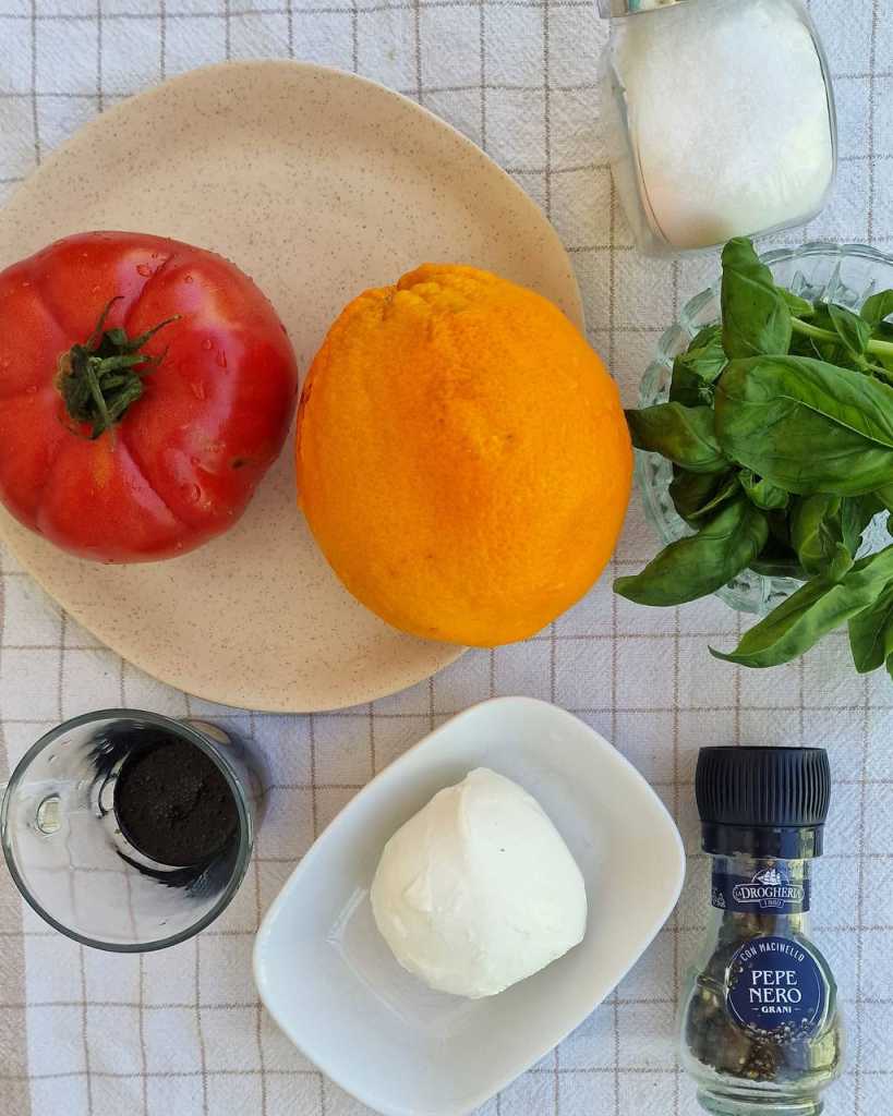 citrus caprese salad  with orange recipe ingredients