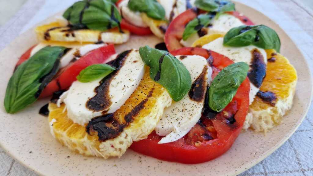 Honey Balsamic Vinaigrette on caprese salad