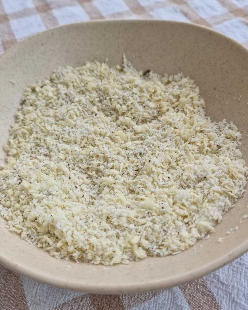 shredded coconut, panko breadcrumbs, garlic powder, dry oregano, salt, and black pepper for Baked Coconut Crusted Salmon recipe