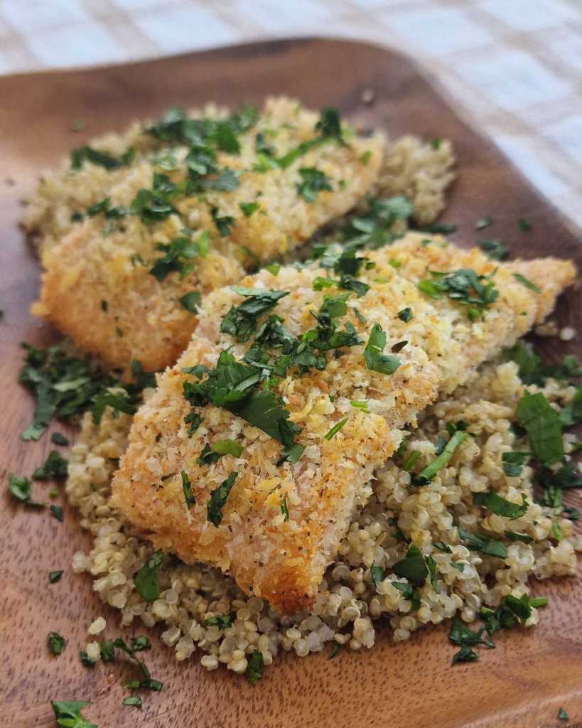 Baked Coconut Crusted Salmon with cilantro recipe 