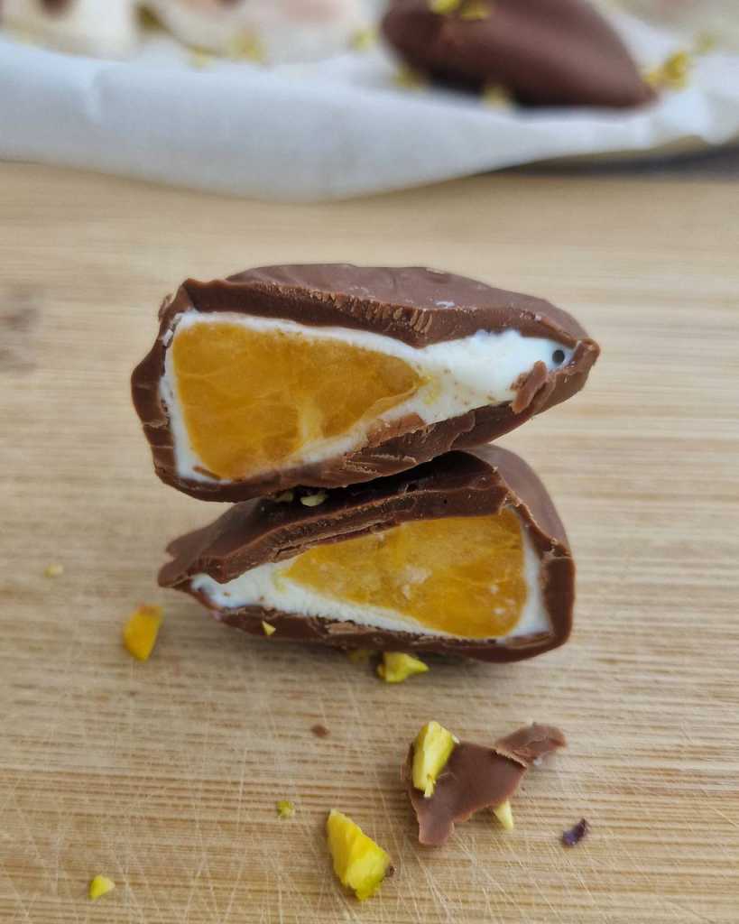 Chocolate-covered Yogurt Tangerine bites recipe