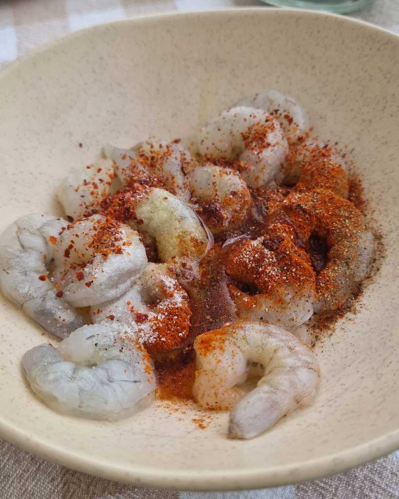 raw shrimp with spices