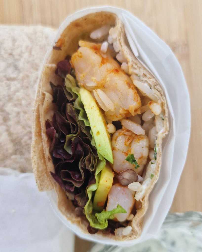 Healthy Shrimp Burrito with avocado and yogurt recipe