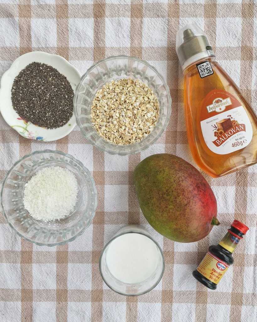 Mango Overnight Oats with coconut recipe ingredients