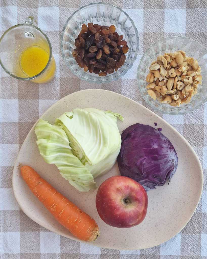 Crunchy Cabbage Salad with Apples and Raisins recipe ingredients