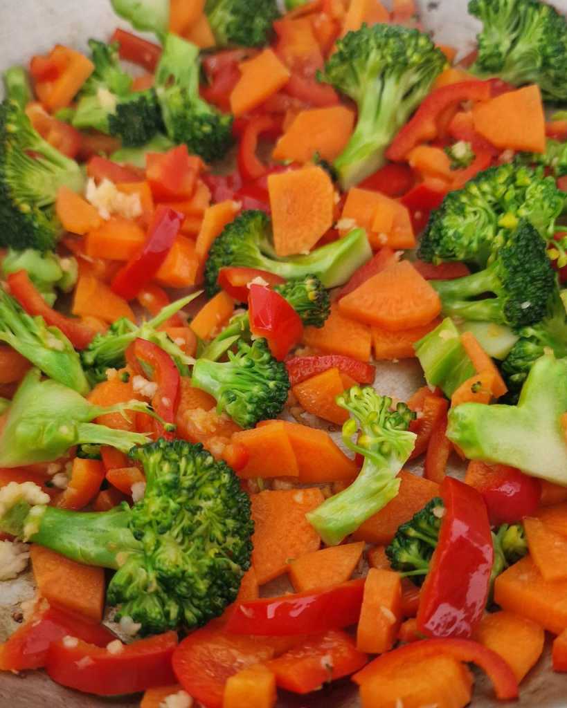 vegetables in wok