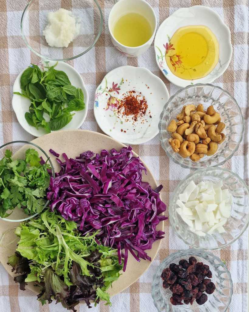 Cashew Coconut Slaw with Coconut Lime Vinaigrette recipe ingredients