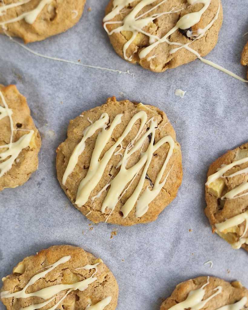 Healthy Apple Cinnamon Cookies recipe with cranberries and white chocolate