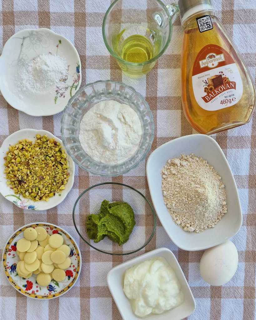 ingredients for pistachio baked donuts