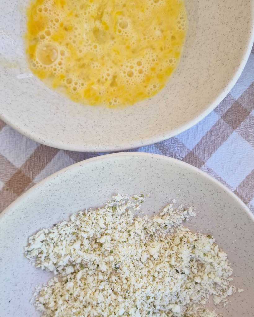egg and breadcrumbs for fish nuggets