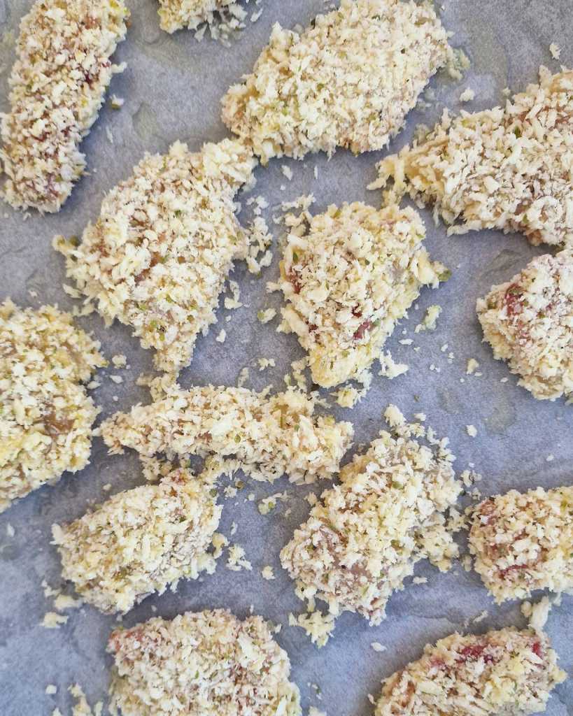 bass nuggets coated with breadcrumbs