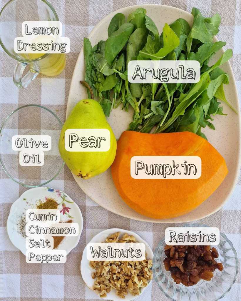 Pumpkin Pear Salad ingredients