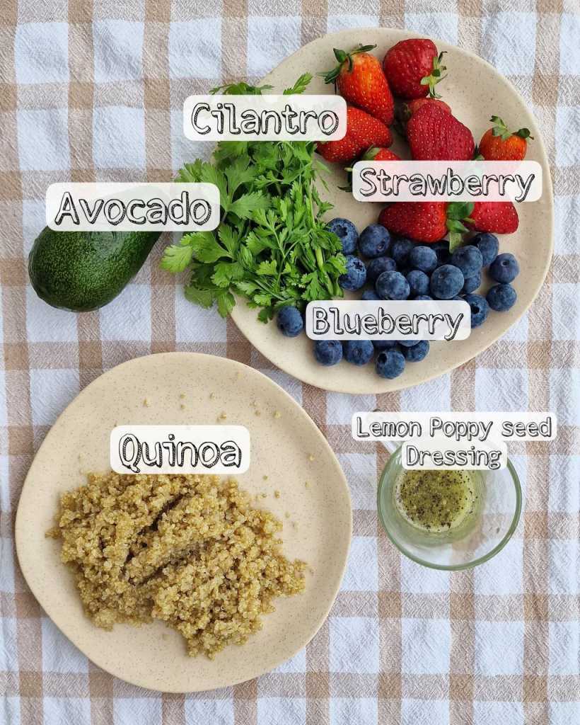 Berry Avocado Quinoa Salad ingredients