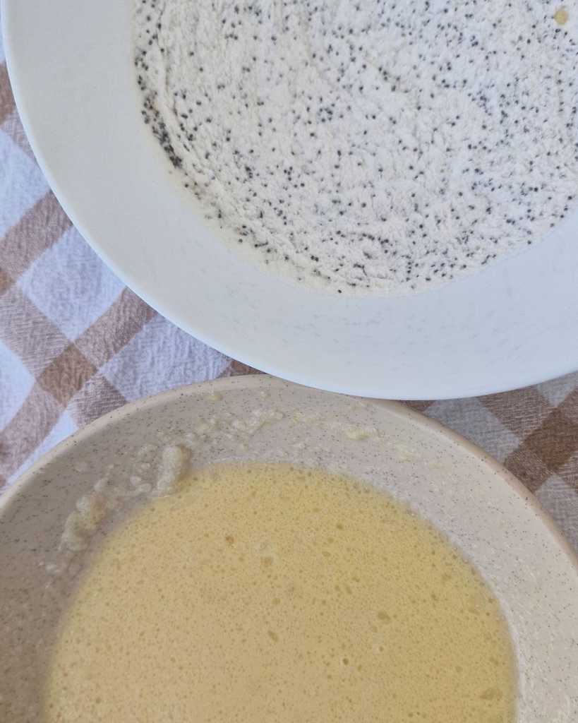dry and wet ingredients for pancakes