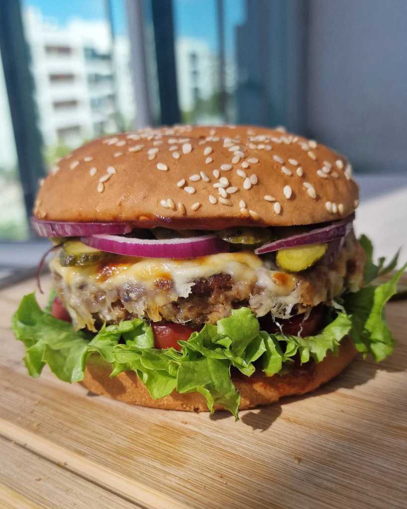 vegetarian burger with soya patty