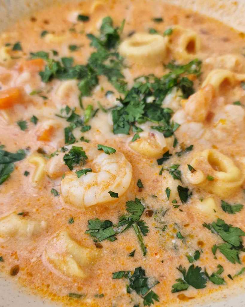 Cheese Tortellini Soup with Shrimp