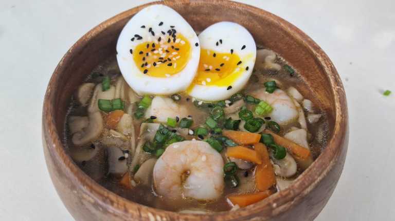 Shrimp Ramen Soup with egg recipe