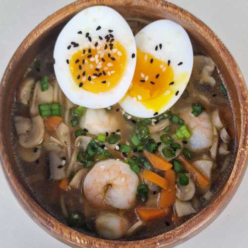 Shrimp Ramen Soup with egg recipe