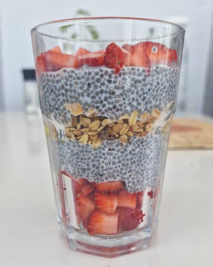 Chia Pudding with strawberry and granola